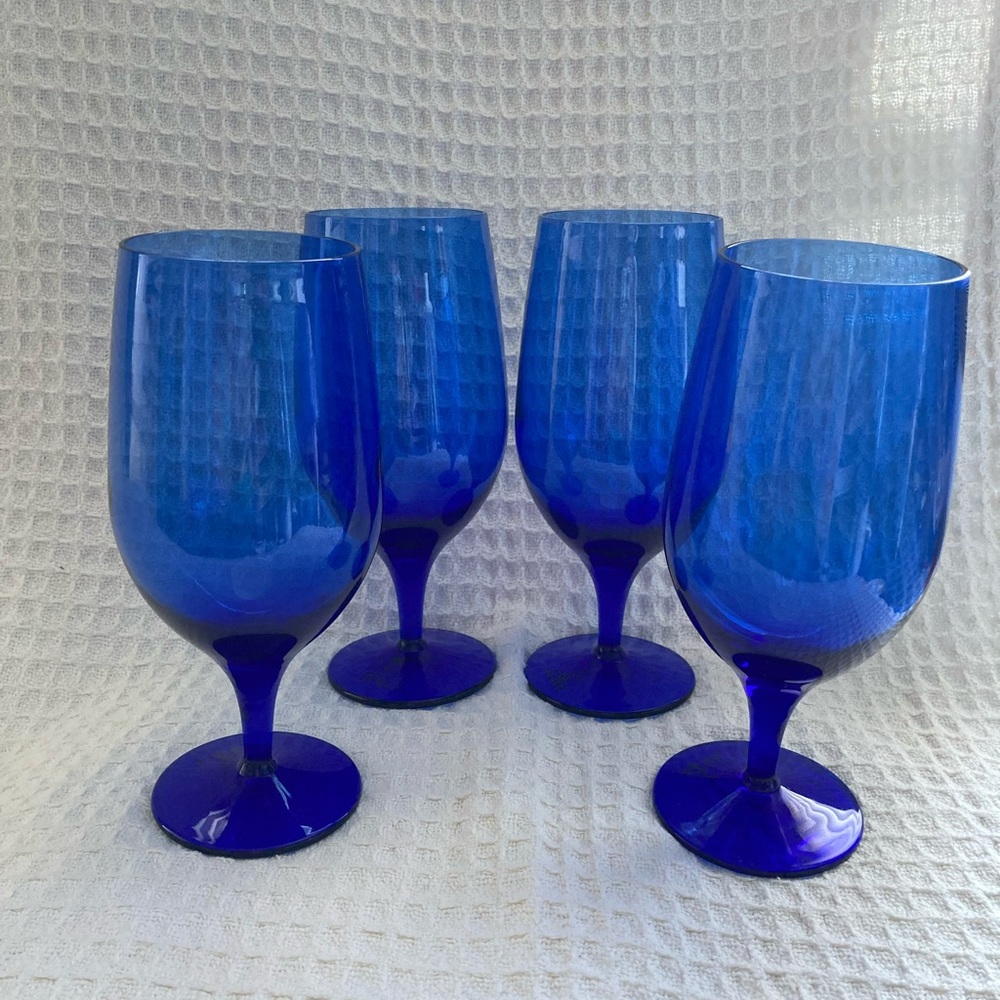 Luigi Bormioli Light & Music Cobalt Blue Water Goblets Made In Italy